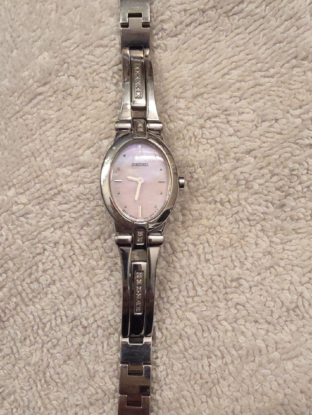 Seiko Silver Bracelet Watch With Pink Dial